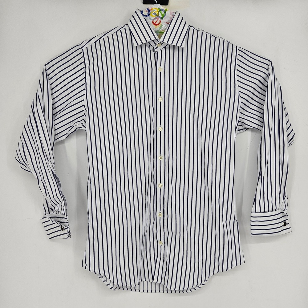 Hawes & Curtis Shirt Mens 16 34 Button Up Casual Preppy Long Sleeve Striped